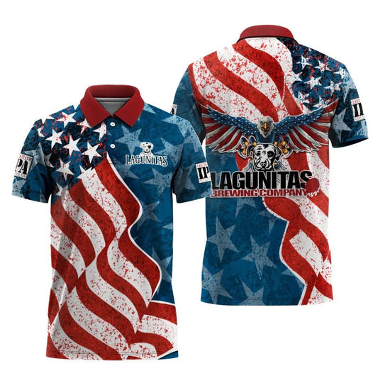 Lagunitas American Eagle Flag Polo Shirt - VinoVogue.com