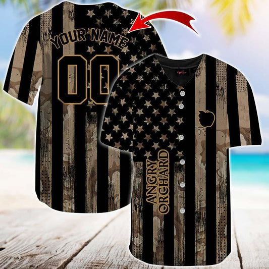 Personalized Angry Orchard Brown American Flag Jersey Shirt - VinoVogue.com