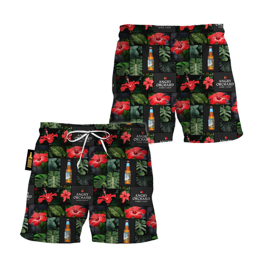 Angry Orchard Tropical Hibiscus Flower Swim Trunks