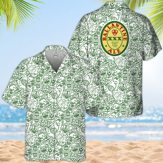 Ballantine Summer Doodle Art Hawaiian Shirt