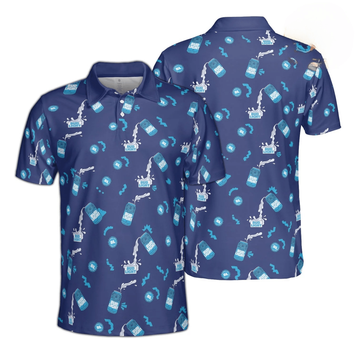 Bud Light Splash Pattern Polo Shirt - VinoVogue.com