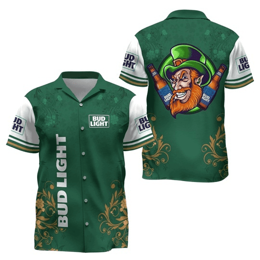 Bud Light St Patrick's Elf Button Shirt - VinoVogue.com