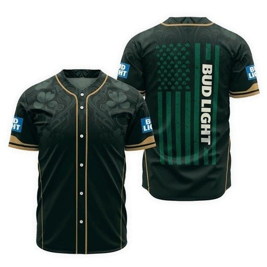 Bud Light St Patrick's USA Flag Baseball Jersey - VinoVogue.com