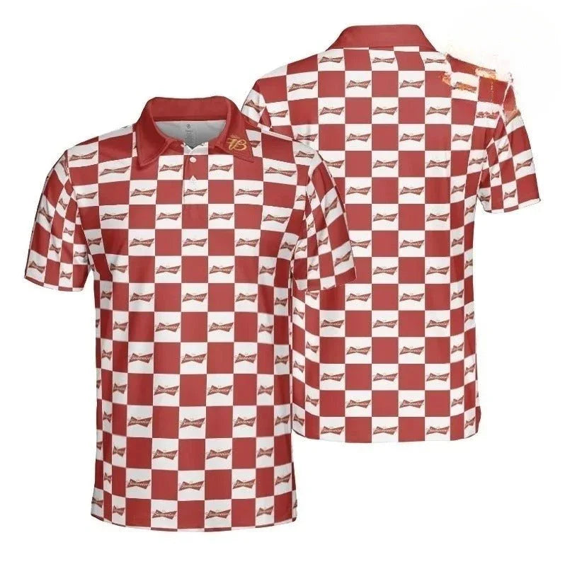 Budweiser Collab Gingham Polo Shirt - VinoVogue.com
