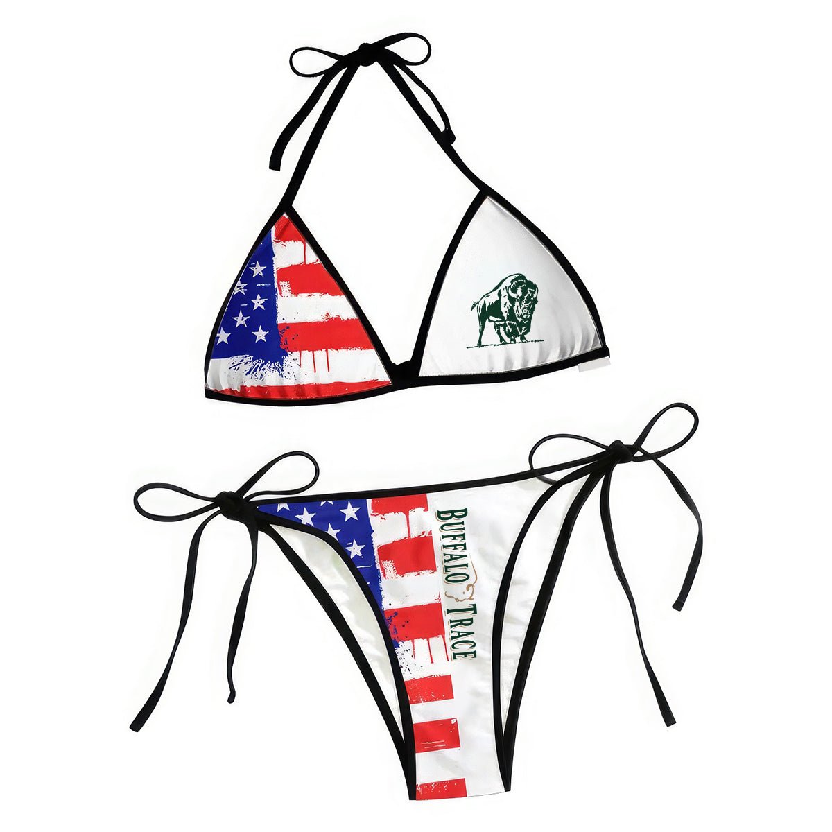 Buffalo Trace American Flag Triangle Beach Bikini - VinoVogue.com