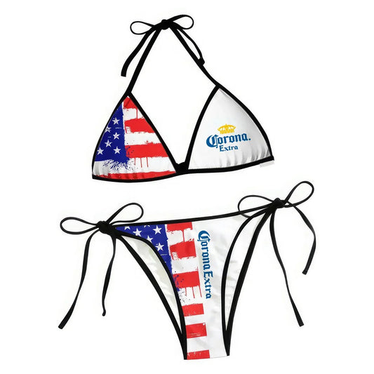 Corona Extra American Flag Triangle Beach Bikini - VinoVogue.com