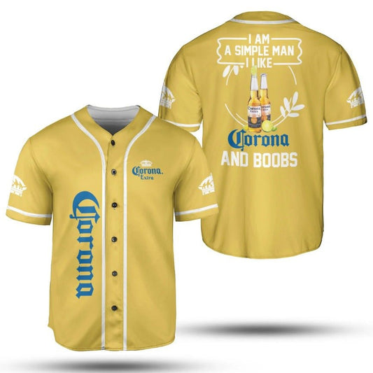 Corona Extra And Boobs Baseball Jersey - VinoVogue.com