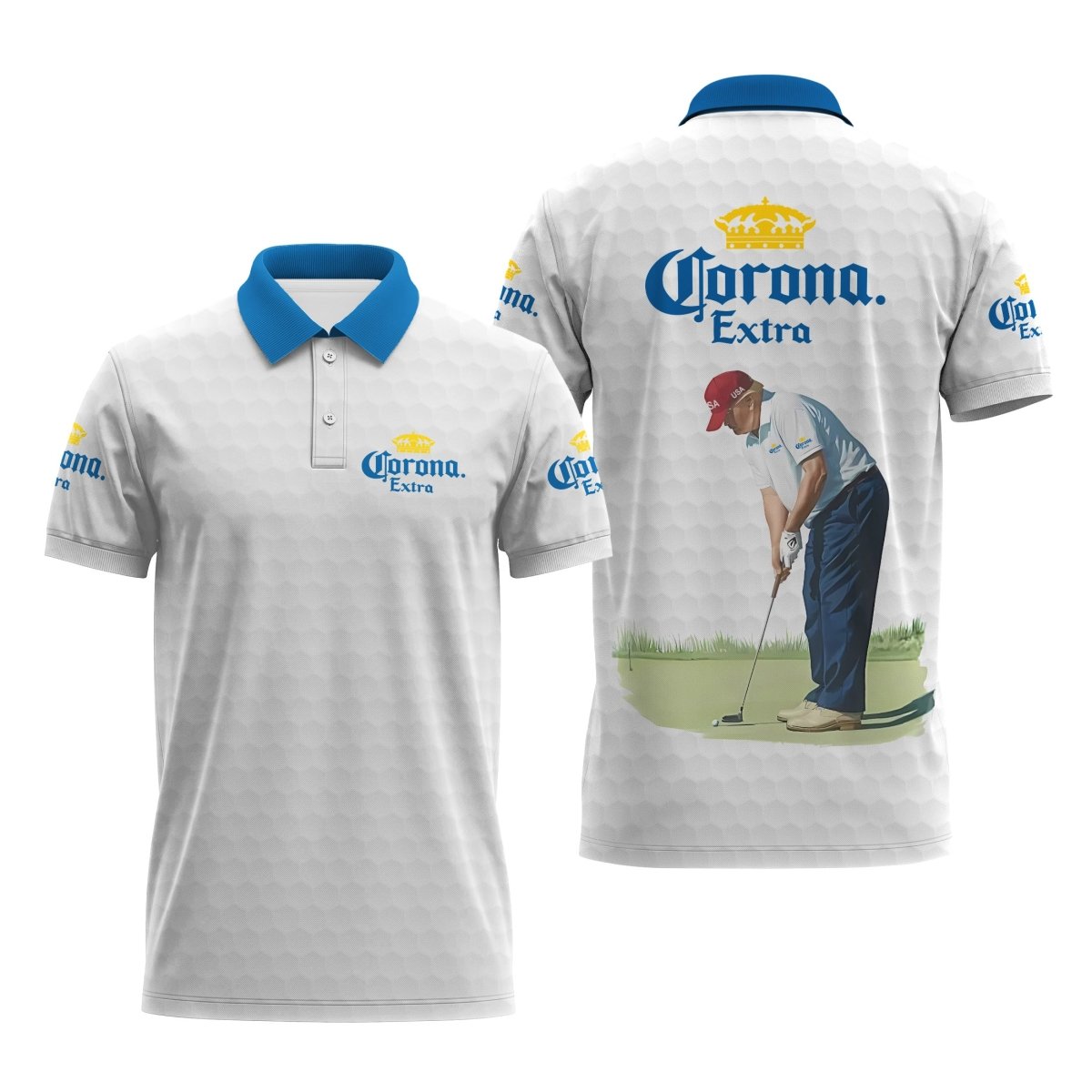 Corona Extra Donald Trump Golf Polo Shirt - VinoVogue.com