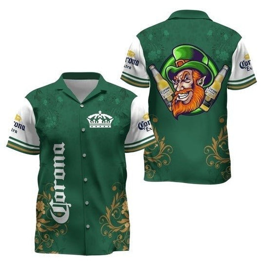 Corona Extra St Patrick's Elf Button Shirt - VinoVogue.com
