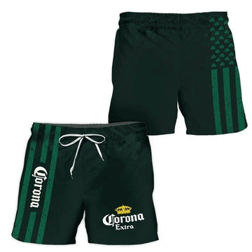 Corona Extra St Patrick's USA Flag Swim Trunks - VinoVogue.com