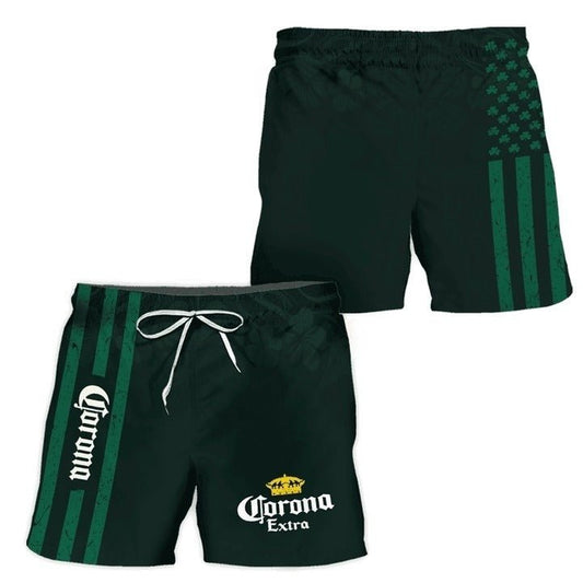 Corona Extra St Patrick's USA Flag Swim Trunks - VinoVogue.com