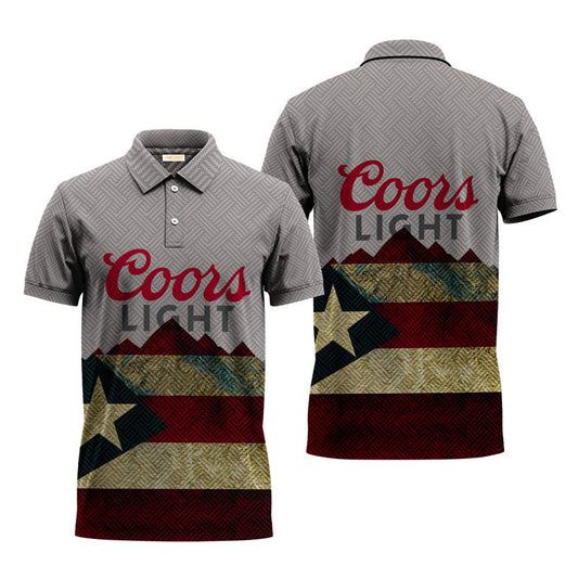Coors Light Puerto Rican Flag Polo Shirt