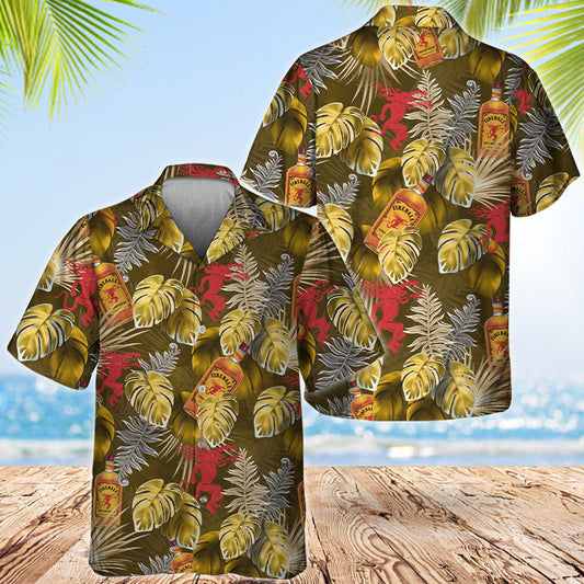 Fireball Palm Leaves Print Hawaiian Shirt