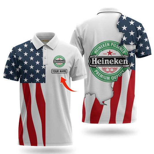 Personalized Heineken Fourth Of July Polo Shirt