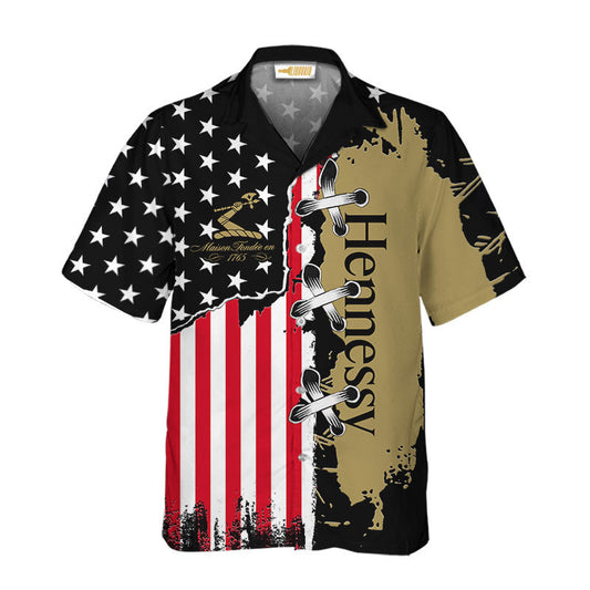 Hennessy USA Flag Patriotic Hawaiian Shirt