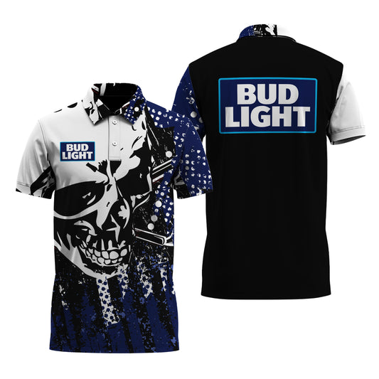 Bud Light Guns And Skulls Polo Shirt