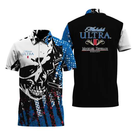 Michelob Ultra Guns And Skulls Polo Shirt