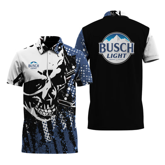 Busch Light Guns And Skulls Polo Shirt