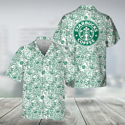 Starbucks Summer Doodle Art Hawaiian Shirt