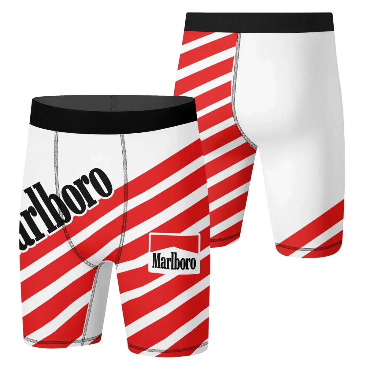 Marlboro Diagonal Stripe Compression Shorts - VinoVogue.com