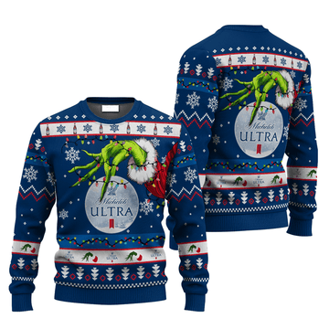 Michelob Ultra Grinch Hand Stock Ugly Sweater - VinoVogue.com