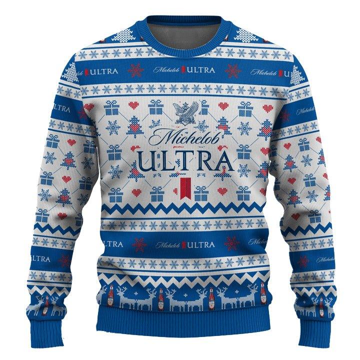 Michelob Ultra Snowing Christmas Ugly Sweater - VinoVogue.com