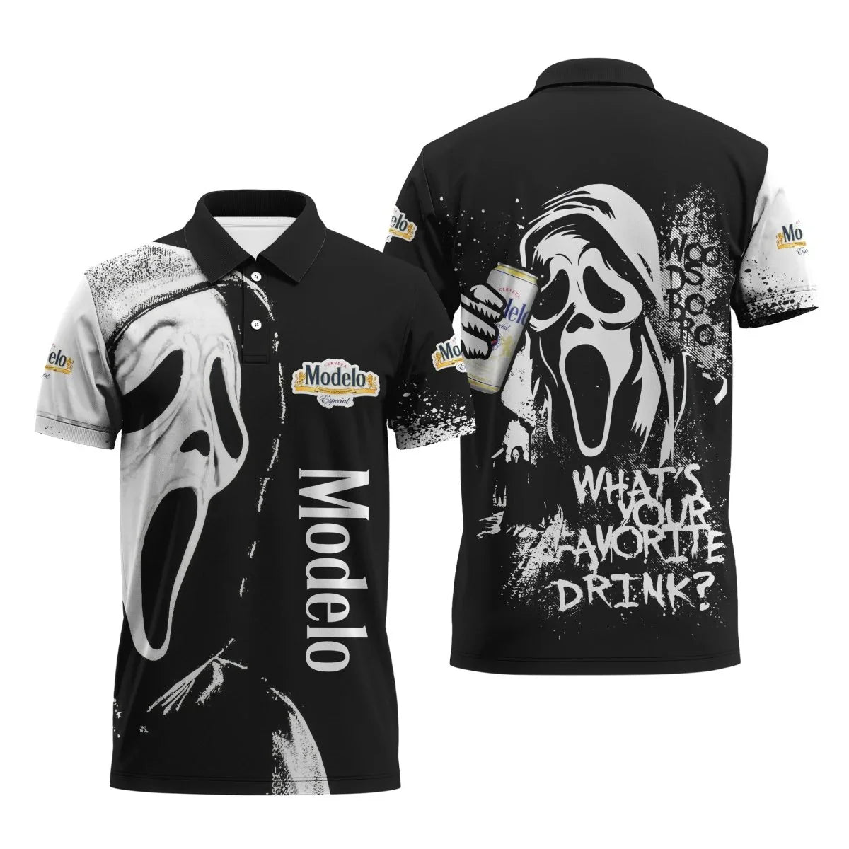 Modelo Ghostface Scream Polo Shirt | Halloween Polo Shirt