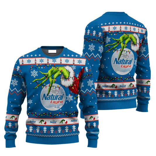 Natural Light Grinch Hand Stock Ugly Sweater - VinoVogue.com