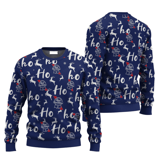 Pabst Blue Ribbon HoHoHo Ugly Sweater - VinoVogue.com