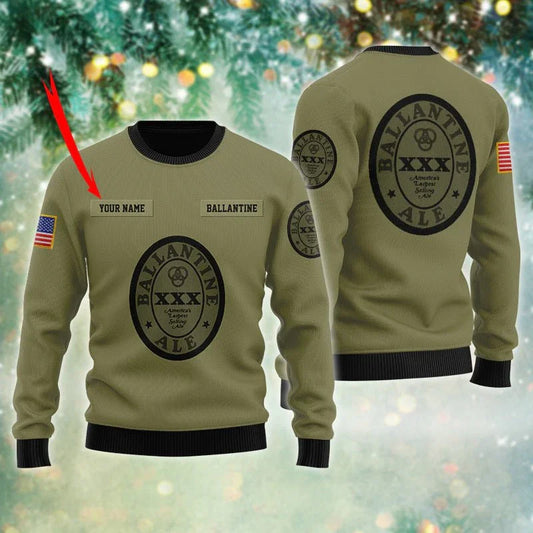 Personalized Ballantine USA Flag Ugly Sweater - VinoVogue.com