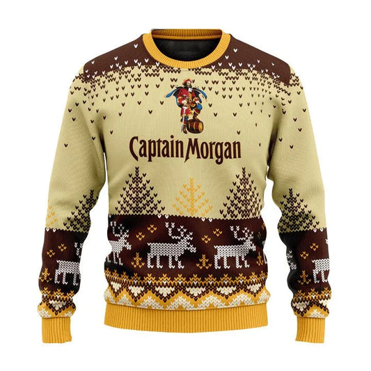 Personalized Captain Morgan Reindeer Christmas Ugly Sweater - VinoVogue.com