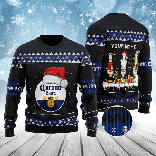 Corona Extra Bottle Santa Ugly Sweater - VinoVogue.com