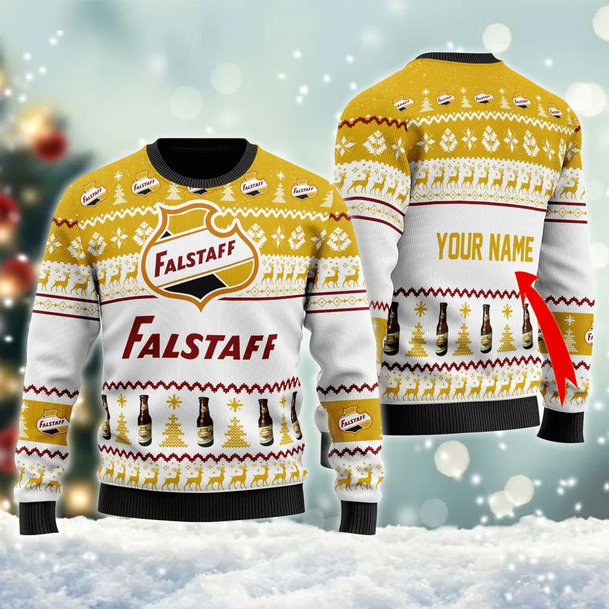 Personalized Falstaff Christmas Ugly Sweater - VinoVogue.com