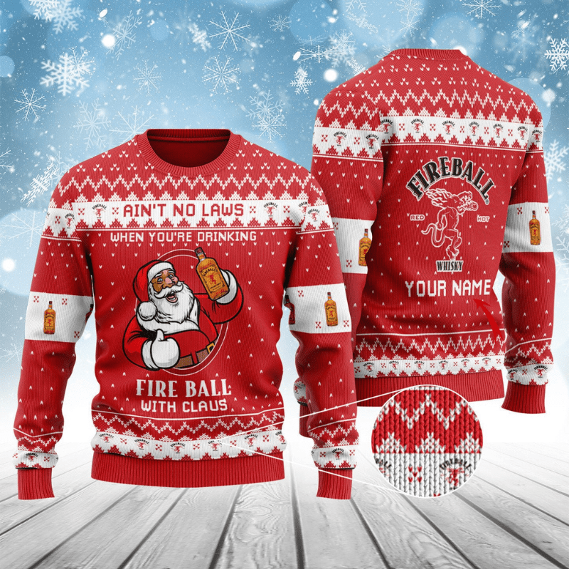 Personalized Fireball with Claus Ugly Sweater - VinoVogue.com