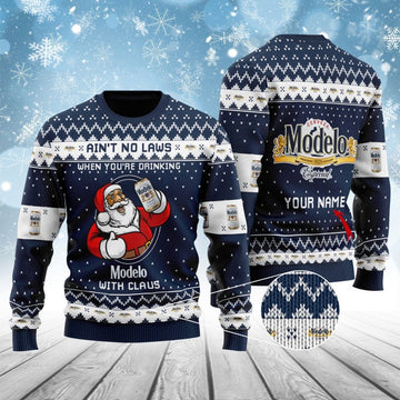 Personalized Modelo with Claus Ugly Sweater - VinoVogue.com