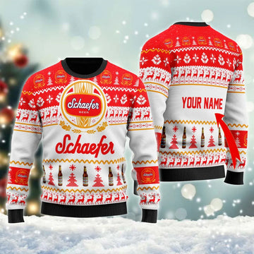 Personalized Schaefer Beer Christmas Ugly Sweater - VinoVogue.com