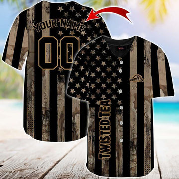 Personalized Twisted Tea Brown American Flag Jersey Shirt - VinoVogue.com