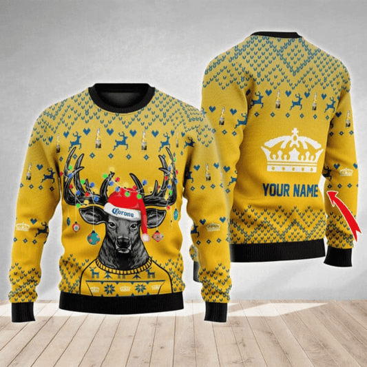 Personalized Twisted Tea Christmas Reindeer String Lights Ugly Sweater - VinoVogue.com
