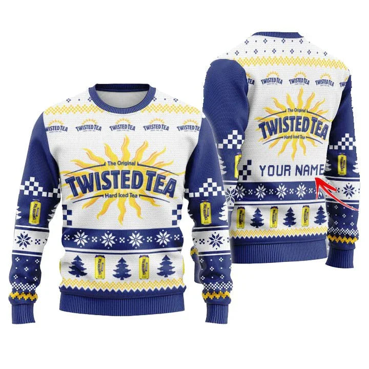 Personalized Twisted Tea Christmas Star Ugly Sweater - VinoVogue.com