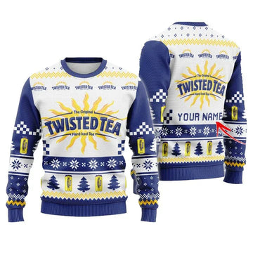 Personalized Twisted Tea Christmas Star Ugly Sweater - VinoVogue.com