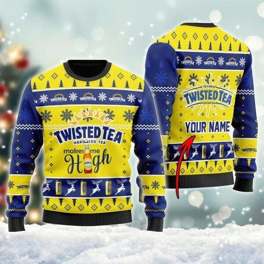 Personalized Twisted Tea Make Me High Ugly Sweater - VinoVogue.com