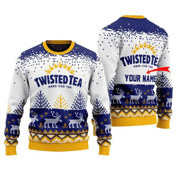 Personalized Twisted Tea Reindeer Christmas Ugly Sweater - VinoVogue.com