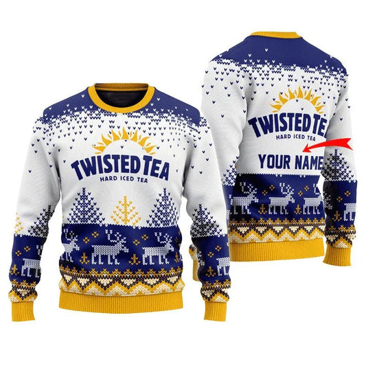 Personalized Twisted Tea Reindeer Christmas Ugly Sweater - VinoVogue.com