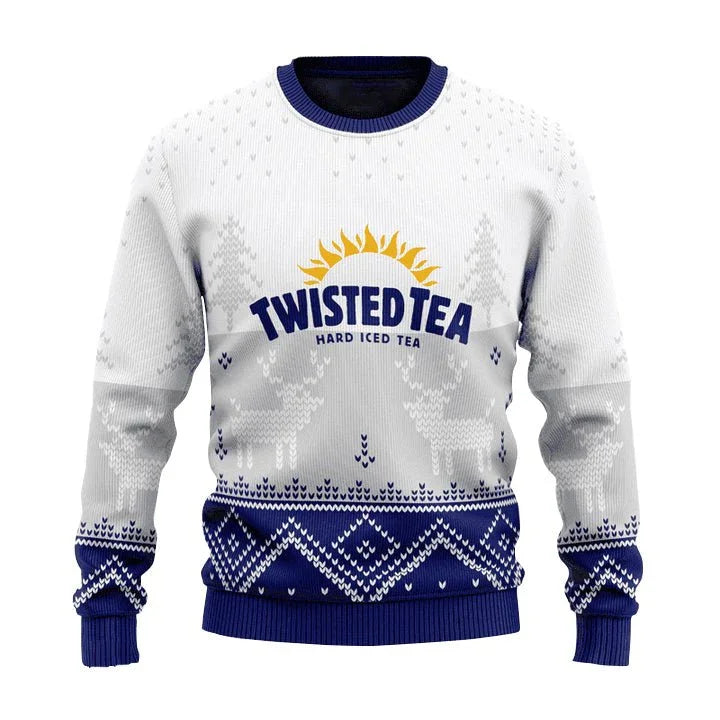 Personalized Twisted Tea Winter Reindeer Ugly Sweater - VinoVogue.com