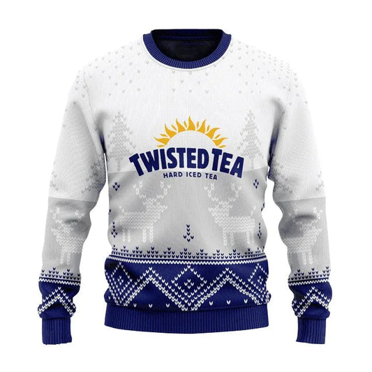 Personalized Twisted Tea Winter Reindeer Ugly Sweater - VinoVogue.com