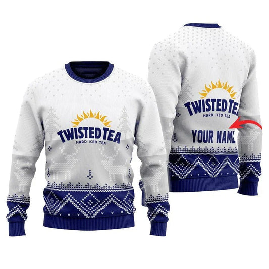 Personalized Twisted Tea Winter Reindeer Ugly Sweater - VinoVogue.com