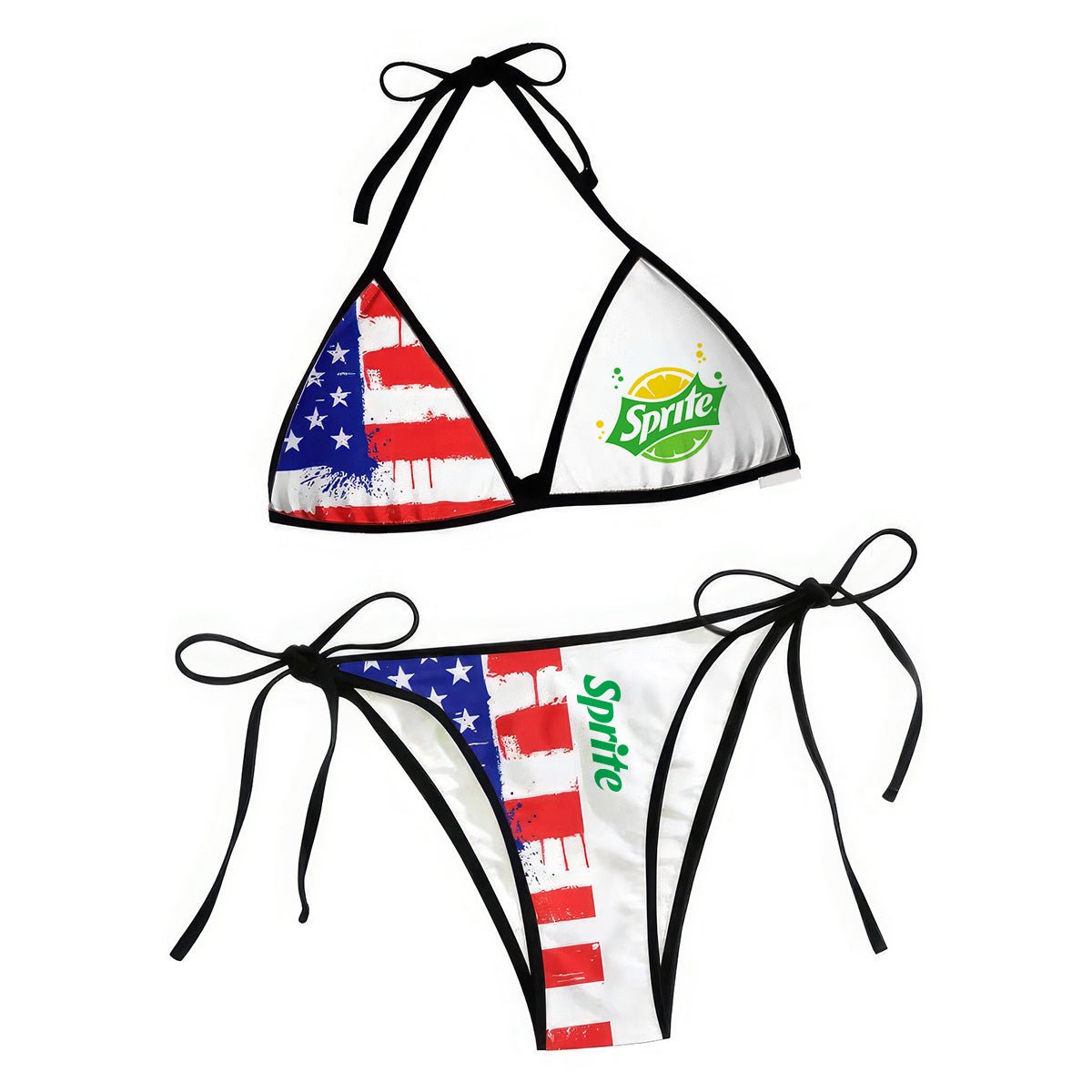 Sprite American Flag Triangle Beach Bikini - VinoVogue.com