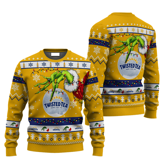 Twisted Tea Grinch Hand Stock Ugly Sweater - VinoVogue.com