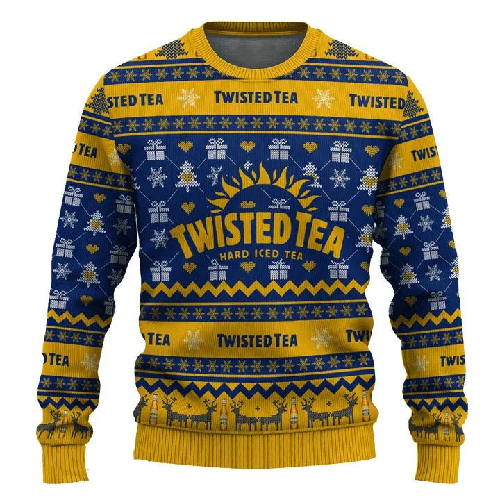 Twisted Tea Snowing Christmas Ugly Sweater - VinoVogue.com