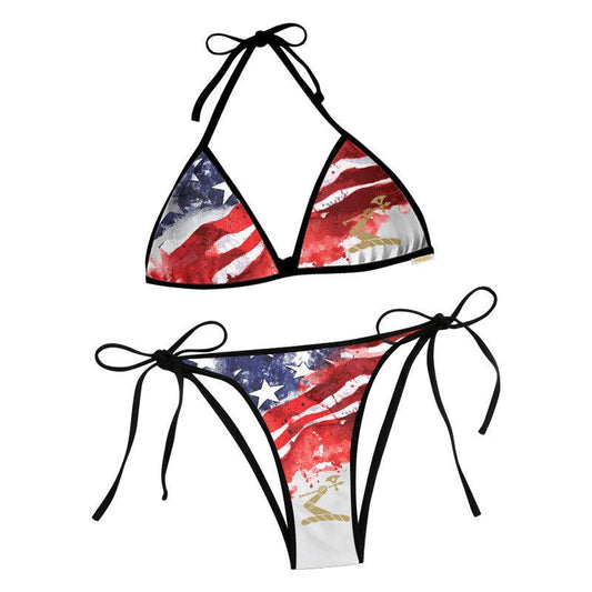 American Flag Hennessy Triangle Beach Bikini